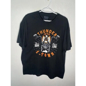 THUNDER INTO E TOWN 2018 Motor Cycle Grapic Black Tee XL